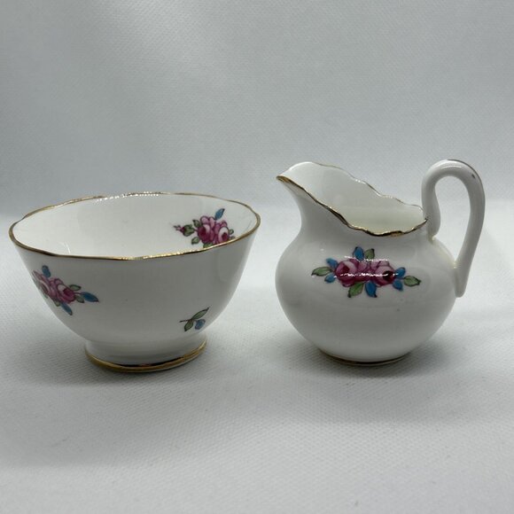 New Chelsea Staffs Fine Bone China Miniature Pitcher And Bowl Cream & Sugar - Picture 1 of 8